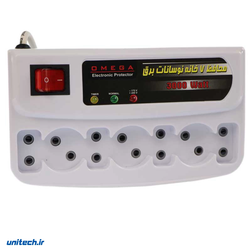 محافظ برق تلویزیون و یخچال و فریزر 7 خانه امگا با کابل 3 متری1